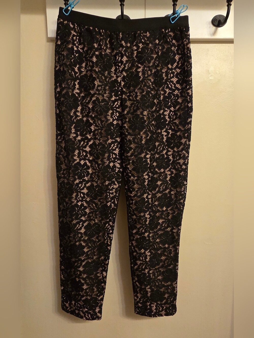 BCBGMAXAZRIA Black Lace Pants S Whimsigoth Gothic Romantic Nude Illusion NWT